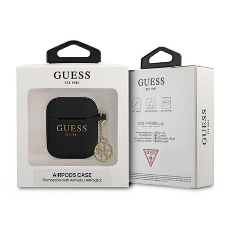 Étui en silicone Guess 4G Charms - Étui AirPods (noir)