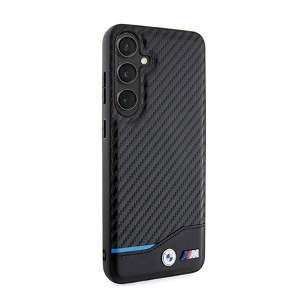 BMW Leather Carbon Blue Line - pouzdro pro Samsung Galaxy S24+ (černé)