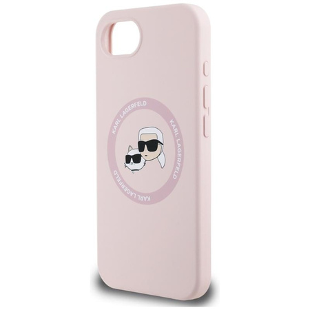 Karl Lagerfeld Silicone Karl & Choupette Heads MagSafe - Coque pour iPhone 16e (rose)