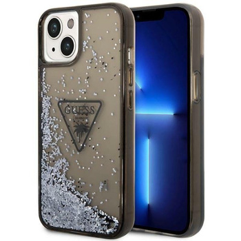 Guess Liquid Glitter Triangle Logo Case - iPhone 14 Tasche (schwarz)