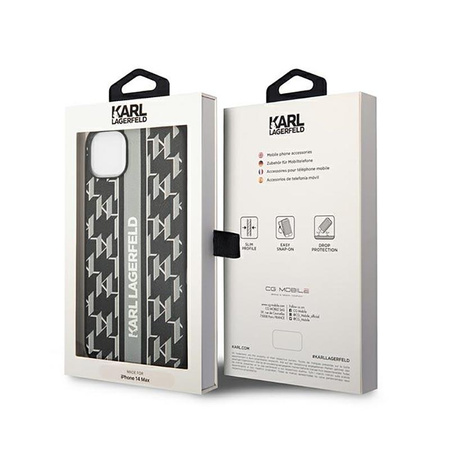 Karl Lagerfeld Monogram Stripe - iPhone 14 tok (szürke)