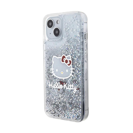 Hello Kitty Liquid Glitter Charms Kitty Head - iPhone 14 Tasche (Silber)