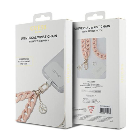 Guess Universal Big Hand Strap Acrylic 4G Charm - Universal phone strap (Pink)