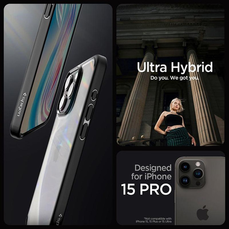 Spigen Ultra Hybrid - Gehäuse für iPhone 15 Pro (Mattschwarz)