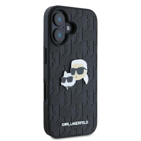 Karl Lagerfeld Monogram Karl & Choupette fejtű - iPhone 16 tok (fekete)