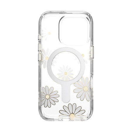 Speck Presidio Lux ClickLock & MagSafe - Custodia per iPhone 16 Pro (Sunshine Daisies / Trasparente / Oro)