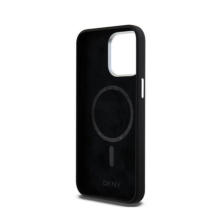 DKNY Liquid Silicone Small Metal Logo MagSafe - pouzdro pro iPhone 15 Pro Max (černé)