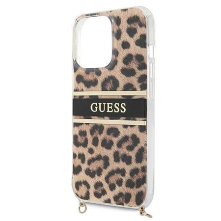 Guess Leopard Gold Stripe Crossbody - iPhone 13 Pro Max Tasche