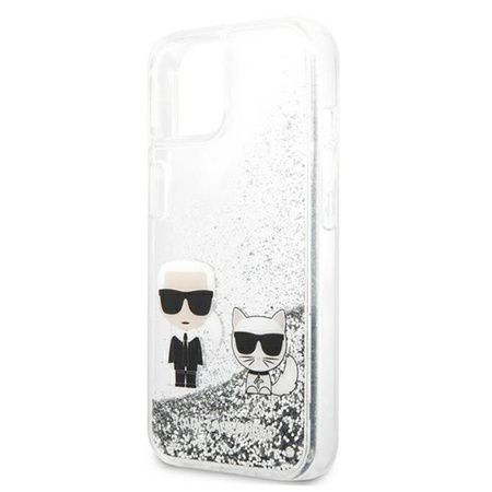 Karl Lagerfeld Liquid Glitter Karl & Choupette - iPhone 13 Case (silver)
