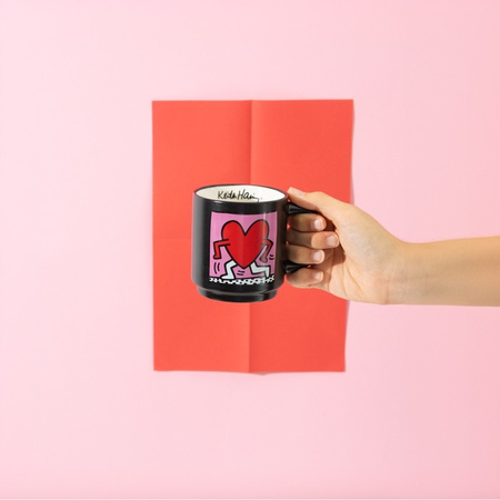 Keith Haring – Set mit 4 Keramiktassen mit Ständer, 300 ml