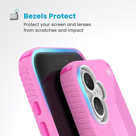 Speck Presidio2 Grip ClickLock & MagSafe - iPhone 16 Tasche (True Pink / Shocking Pink / Weiß)