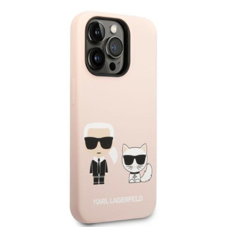 Karl Lagerfeld Liquid Silicone Karl & Choupette MagSafe - Hülle für iPhone 14 Pro Max (Pink)