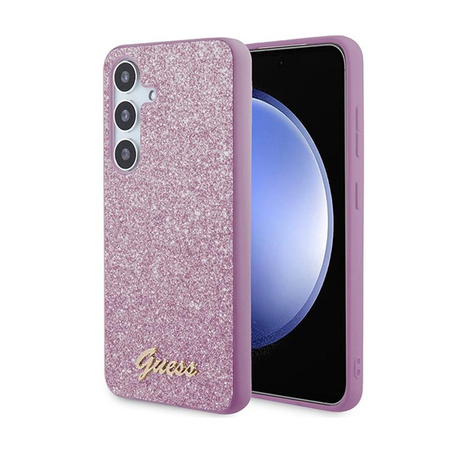 Guess Glitter Flakes Metal Logo Case - Étui pour Samsung Galaxy S24 (violet)