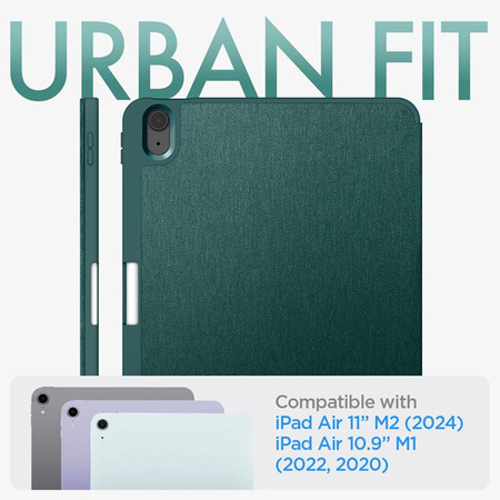 Spigen Urban Fit - Etui pour iPad Air 11" M2 (2024) / iPad Air 10.9" (5e-4e gén.).) (2022-2020) (Vert Minuit)