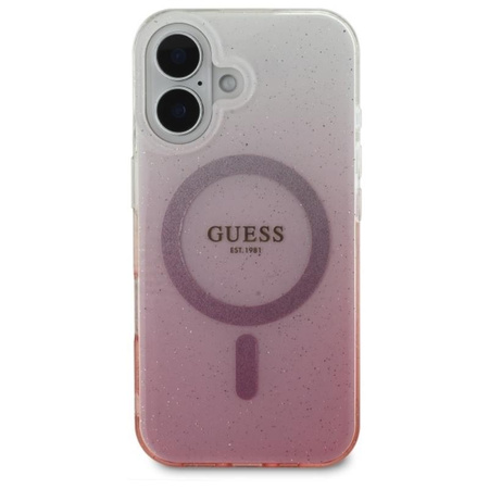 Guess IML Glitter Gradient MagSafe - Coque iPhone 16 (rose)