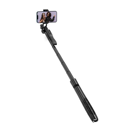 Crong SelfieGo Ultra - Aluminum selfie stick Bluetooth tripod (black)