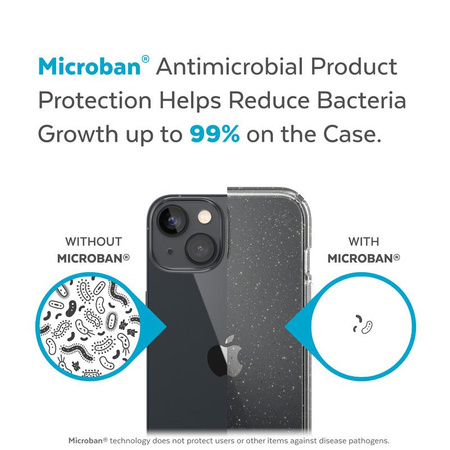 Speck Presidio Perfect-Clear mit Glitter - iPhone 14 / iPhone 13 Hülle mit MICROBAN Beschichtung (Klar / Gold Glitter)