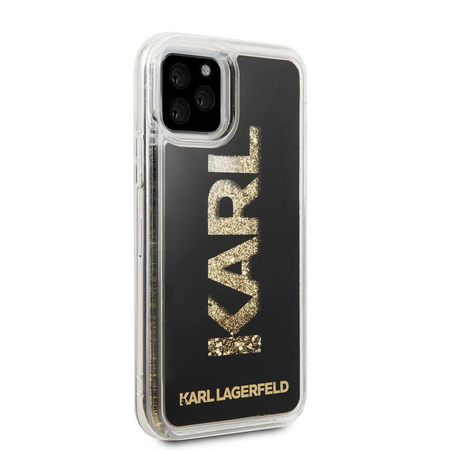 Karl Lagerfeld Logo Karl Liquid Glitter - iPhone 11 Pro tok (Fekete/arany csillogás)