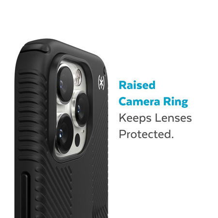 Speck Presidio2 Grip MagSafe - Rutschfestes Gehäuse für iPhone 14 Pro (Schwarz / Schwarz / Weiß)