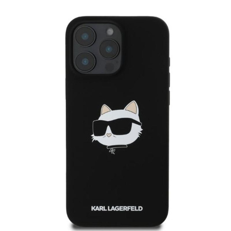 Karl Lagerfeld Silicone Choupette Head Print MagSafe – Pouzdro iPhone 16 Pro Max (černé)