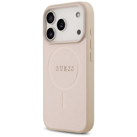 ETUI DO IPHONE 17 PRO do MAGSAFE GUESS SAFFIANO ORYGINALNE RÓŻOWE CASE