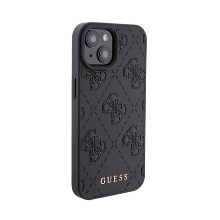 Guess Leather 4G Stamped - pouzdro pro iPhone 15 (Black)