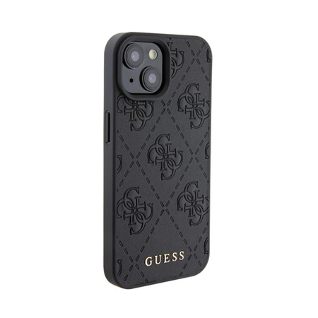 Guess Leather 4G Stamped - Etui iPhone 15 (czarny)