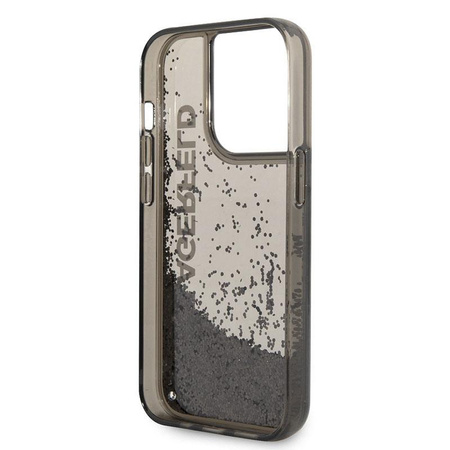 Karl Lagerfeld Liquid Glitter Translucent Elongated Logo Case - Hülle für iPhone 14 Pro (Schwarz)