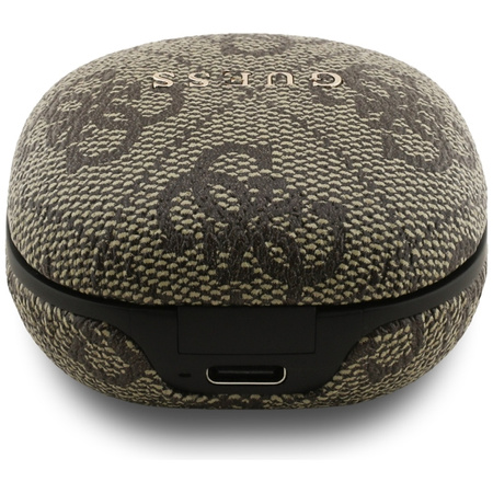 Guess 4G Classic Metal Logo - Bluetooth TWS ENC Ohrhörer + Ladeetui (Braun)