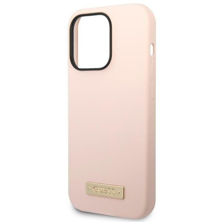 Guess Silicone Logo Plate MagSafe - iPhone 14 Pro Max Case (pink)