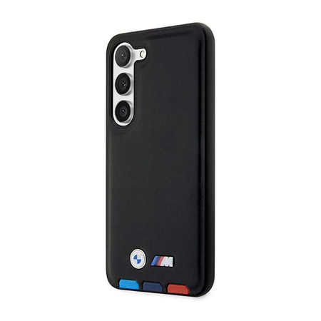 BMW Leder Hot Stamp Tricolor - Samsung Galaxy S23 Tasche (schwarz)