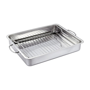 Küchenprofi Style - Plat à four en acier avec grille 40×31,5×6,5 cm