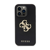 Guess Perforated 4G Glitter - pouzdro pro iPhone 15 Pro (černé)