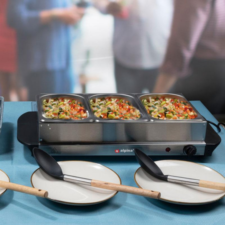 Alpina - food heater, bemar 3x1.25 l power 200W stainless steel