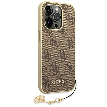 Guess 4G Charms Collection - Case for iPhone 14 Pro (Brown)