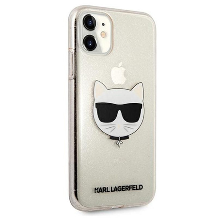 Karl Lagerfeld Choupette Head Glitter - pouzdro pro iPhone 11 (zlaté)