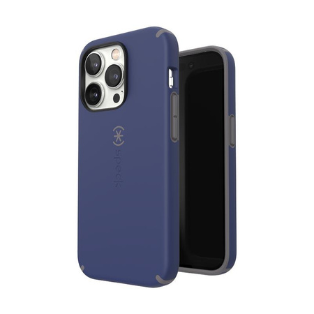 Speck CandyShell Pro - iPhone 14 Pro Tasche mit MICROBAN Beschichtung (Preußisch Blau / Wolkig Grau)