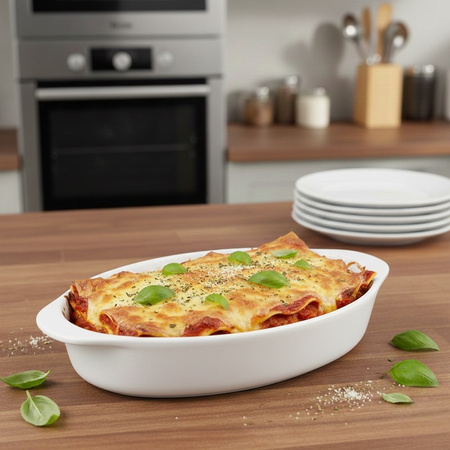 Alpina - Ceramic Oven-Resistant Baking Dish, Oval, 27x17x5.3 cm (White)