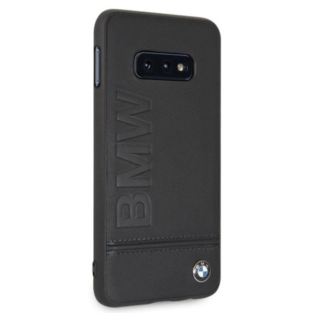 BMW Signature Logo Imprint Case - Samsung Galaxy S10e Ledertasche mit geprägtem BMW Logo (schwarz)