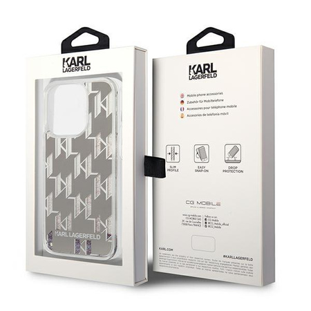 Karl Lagerfeld Monogram Liquid Glitter - iPhone 14 Pro Case (silver)