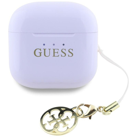 Guess Glossy Effect Printed Classic Logo & Charm – TWS Bluetooth sluchátka + nabíjecí pouzdro (levandulová)