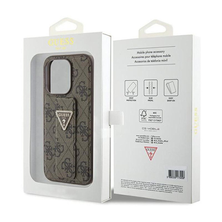 Guess Grip Stand 4G Triangle Strass Logo - iPhone 15 Pro Case (brown)