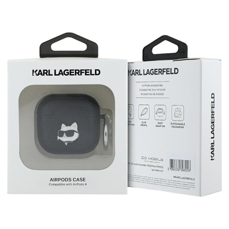 Karl Lagerfeld Monogram Choupette Head - Étui AirPods 4 (noir)