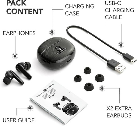 Cellularline Music Sound Fancy - Bluetooth V5.3 TWS kabellose Kopfhörer mit Ladetasche (schwarz)