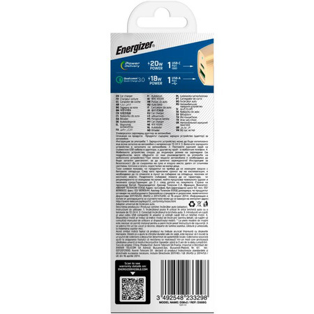 Energizer Ultimate - USB-C & USB-A 38W PD + QC3.0 car charger (Gold / Black)