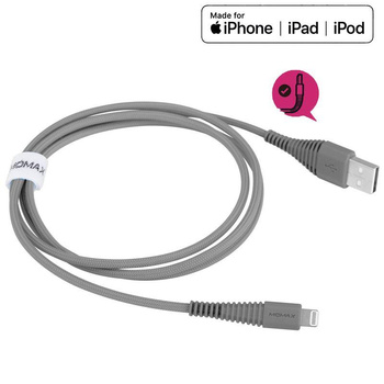 Momax Tough link - propojovací kabel USB-Lightning MFi , 2,4 A, 1,2 m (šedý)
