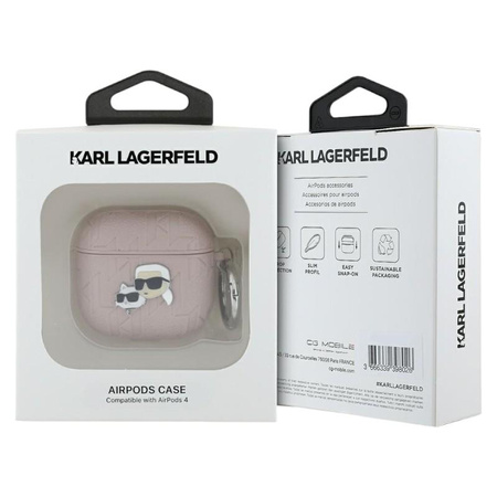 Karl Lagerfeld Monogram Karl & Choupette Head - AirPods 4 tok (rózsaszín)