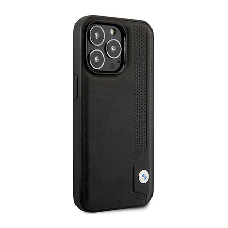 BMW Leather Blue Dots - Coque pour iPhone 14 Pro (noir)