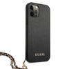 Guess Saffiano Chain - Etui iPhone 12 / iPhone 12 Pro (czarny)