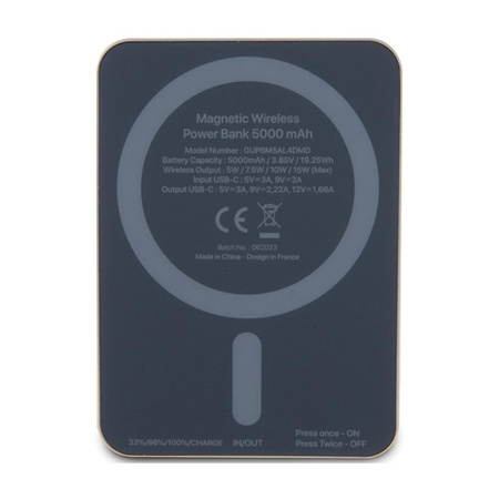 Guess 4G Strassed Metal Logo MagSafe - Induktion Power Bank 5000 mAh 15W MagSafe (Gold)